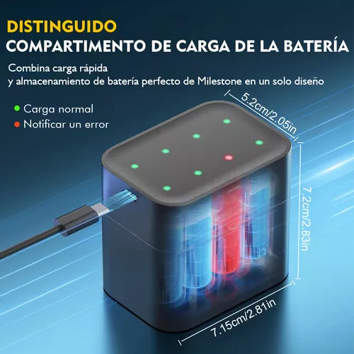 Cargador de Pilas Recargables con 8 Pilas AA - Carga Rápida y Alta Capacidad 3400mAh