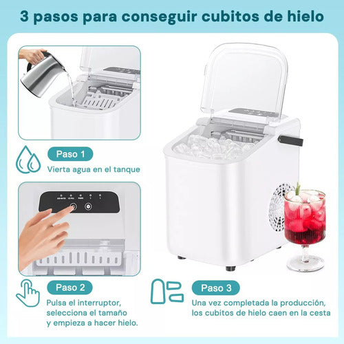 Maquina De Hacer Hielo 12kg/dia 9pcs En 6 Min Touch Portátil