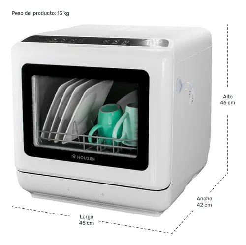 Lavaplatos Automático Portátil Blanco con 6 Programas de Lavado