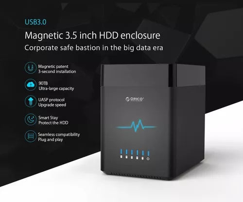 Cajón de Disco Duro Externo de 5 Bahías USB 3.0 - Alta Capacidad y Enfriamiento Eficiente