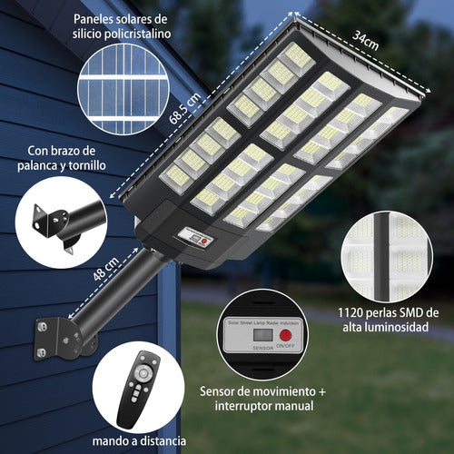 Luz Led Solar Exterior Iluminación Brillante 1800w