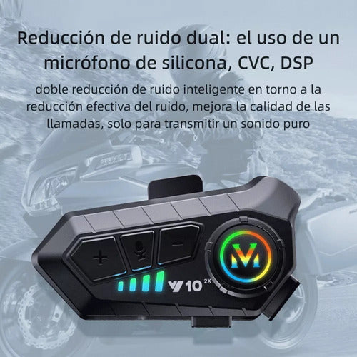 Intercomunicador Bluetooth JZAQ Y10-2X para Motocicletas - Resistente al Agua y Larga Duración
