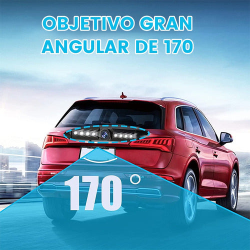 Cámara Reversa de Auto con Visión Nocturna y 8 Luces LED – Impermeable y Ultra Gran Angular