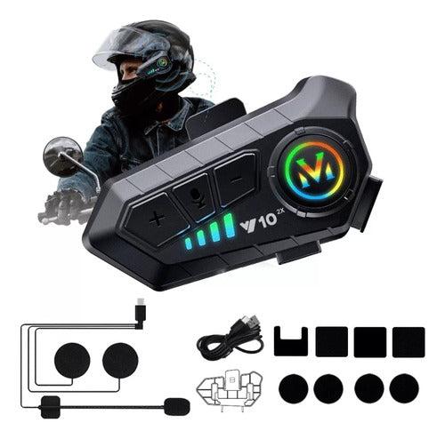 Intercomunicador Bluetooth JZAQ Y10-2X para Motocicletas - Resistente al Agua y Larga Duración