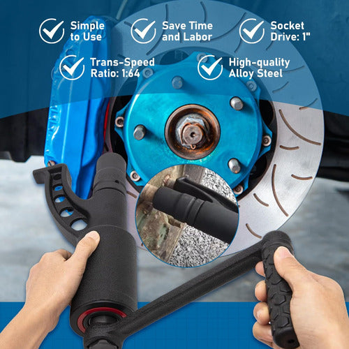 Llave Multiplicadora de Torque 5000 N/M para Vehículos Pesados - Incluye 9 Dados y Accesorios