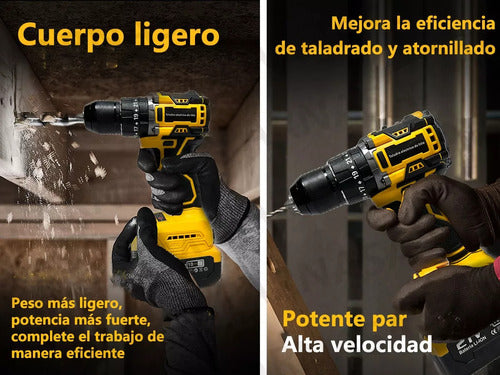 Kit de Atornillador y Taladro Eléctrico Sin Carbones con 350 Nm y 550 W - Potencia y Versatilidad para Proyectos de Bricolaje