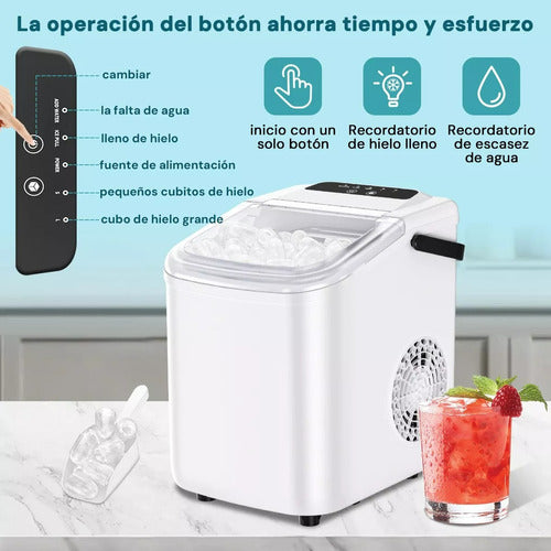 Maquina De Hacer Hielo 12kg/dia 9pcs En 6 Min Touch Portátil