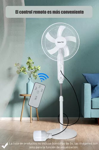 Ventilador Solar Con Control Remoto Con Carga De Teléfono