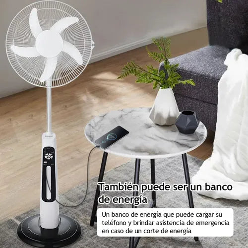 Ventilador Solar Recargable de 18 Pulgadas con Luz LED y Control Remoto