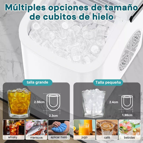 Maquina De Hacer Hielo 12kg/dia 9pcs En 6 Min Touch Portátil
