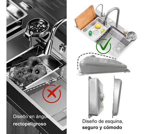 Fregadero de Acero Inoxidable Bokoptyr 80x45cm Elegante y Duradero