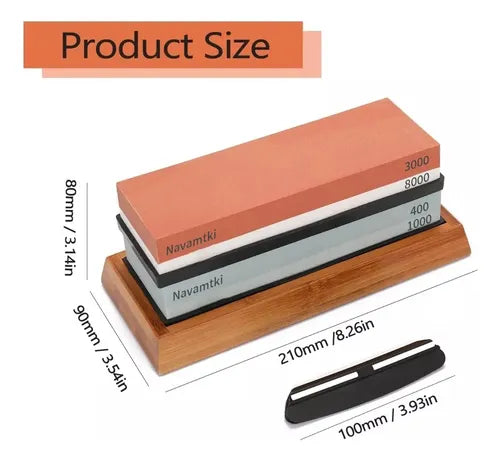 Piedra de Afilar Doble Cara con Cuero para Afilado Profesional