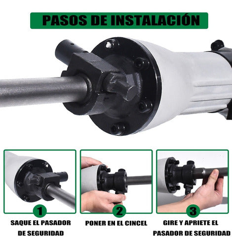 Martillo de Demolición 2400W con Cinceles de Acero - Potente y Ergonómico