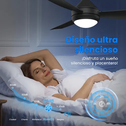 Ventilador de Techo Silencioso con Luz LED y Mando a Distancia 106cm