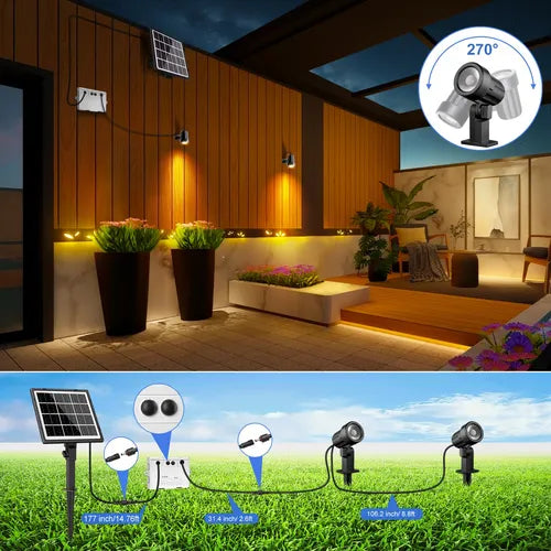 Lámparas Solares 2 en 1 para Jardín, Focos Impermeables y Eficientes