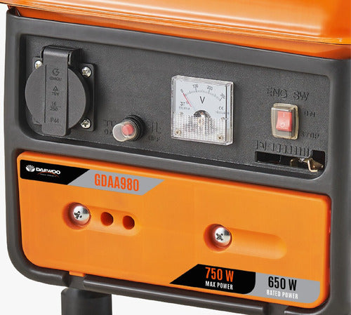 Generador Eléctrico Portátil Daewoo GDAA980 750W Silencioso y Ligero