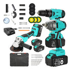 Kit de Herramientas Eléctricas Sin Escobillas: Taladro, Llave de Impacto y Amoladora Angular 20V 4000mAh. Ideal para Proyectos de Renovación.