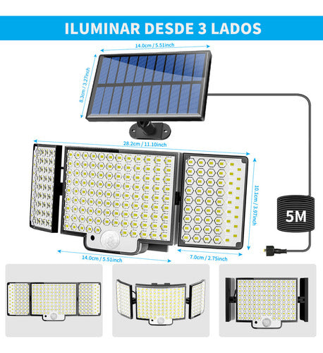 Lámpara Solar Exterior 328 LEDs con Sensor – Iluminación Potente y Ecológica