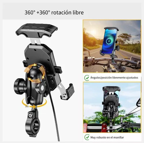 Soporte Antirrobo para Celular de Moto y Bicicleta - 360º Ajustable y Seguro