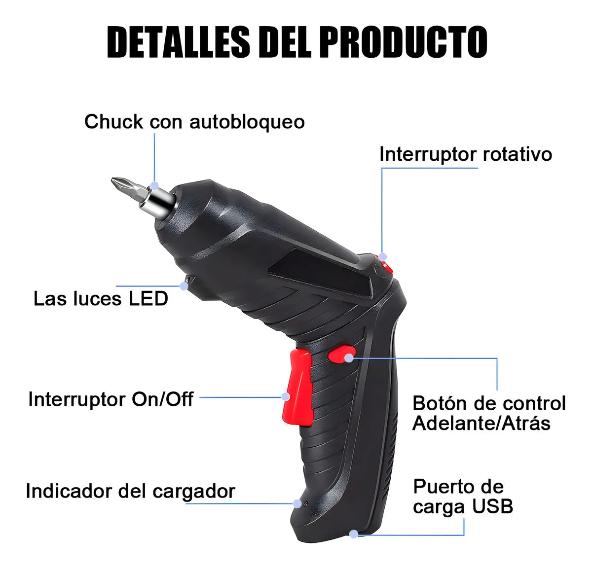 Destornillador Eléctrico Inalámbrico 48 en 1 Kit Multifuncional Portátil - Metacompras