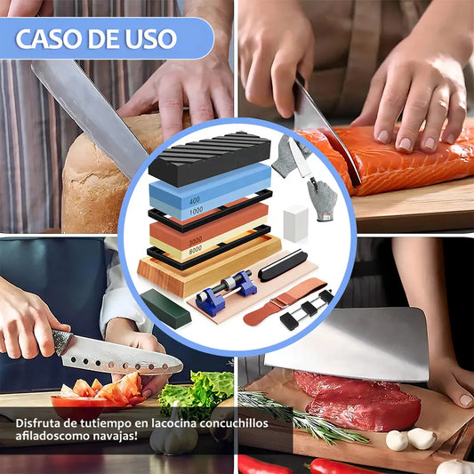 Juego de 13 Piedras de Afilar Profesionales para Cuchillos Doble Cara
