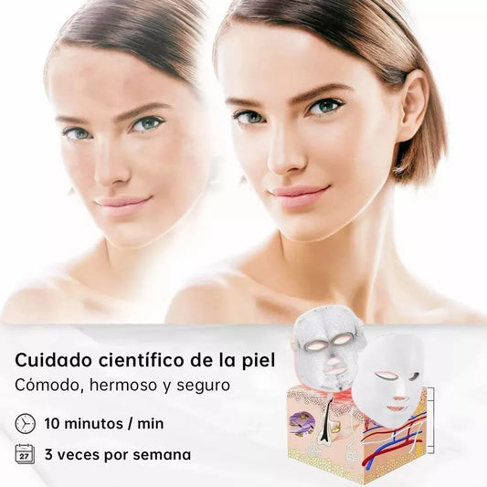 Máscara LED Facial 7 Colores para Rejuvenecimiento y Belleza
