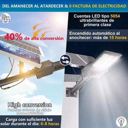 Luminaria LED Solar 1000W Premium con Brazo Ajustable Negra - Metacompras