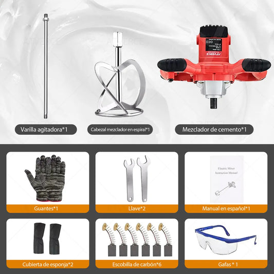 Mezcladora ElΓ©ctrica 2100W 6 Velocidades Ideal para Pintura y Cemento - Metacompras
