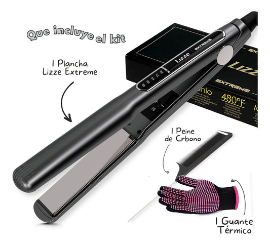 Plancha Profesional Extreme con Guante y Peine - Kit Completo