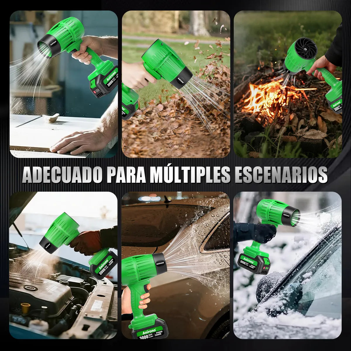 Soplador de Aire Inalámbrico para Hojas con 2 Baterías Incluidas - Metacompras