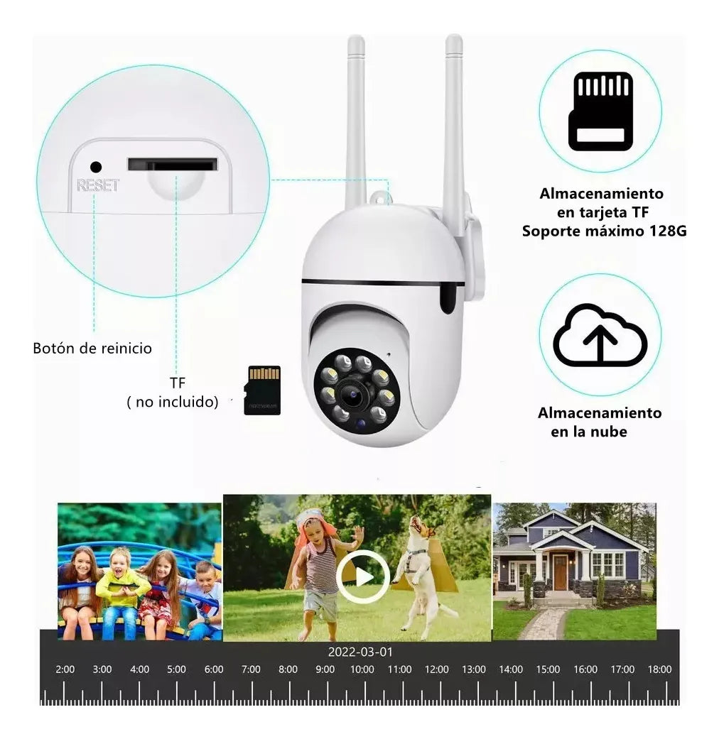 Cámara de Seguridad Wifi 360° 3MP Exterior Nocturna con Alarma - Metacompras
