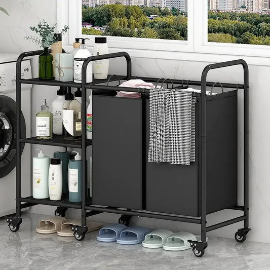 Cesto Plegable de Algodón con 3 Bolsas y Estantes para Almacenamiento - Metacompras