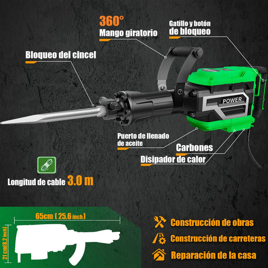 Demoledor Rompedor De Concreto Uso Rudo 2300w - Potente y Duradero