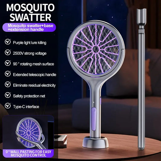 Matamoscas ElΓ©ctrico TelescΓ³pico con Luz LED para Control de Insectos
