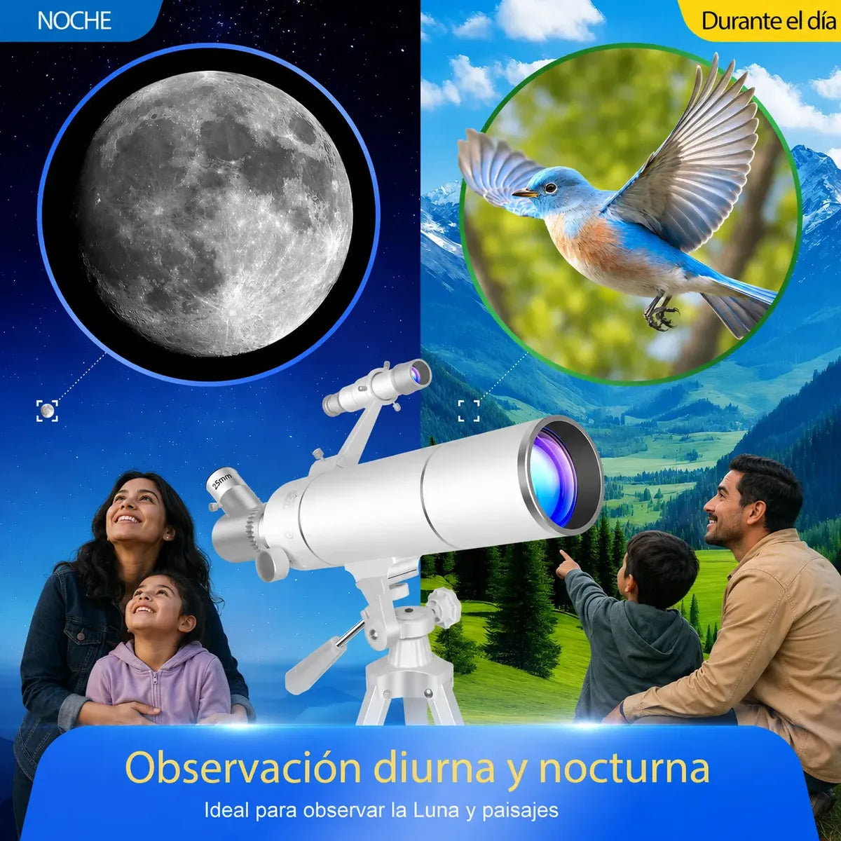 Telescopio 80mm con Mochila y Soporte para Celular - Exploración Astronómica Familiar
