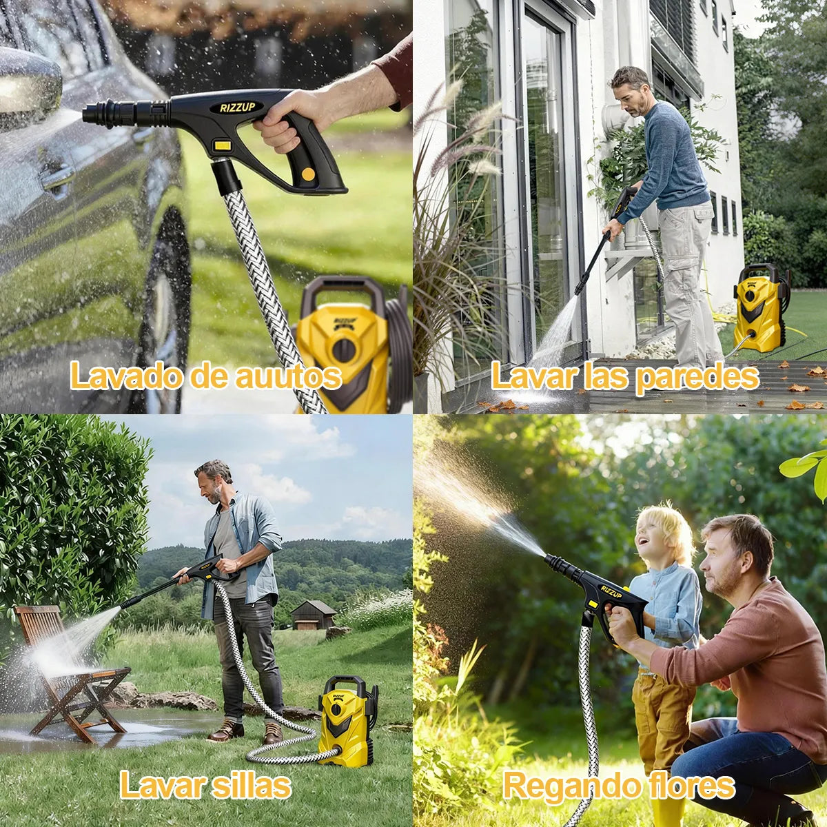 Hidrolavadora Eléctrica 1200W 1700 PSI Alta Presión 390L/h Amarillo - Metacompras