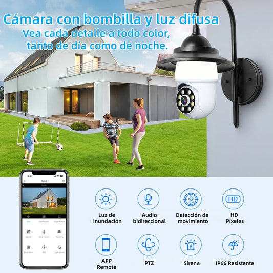 Cámara de Seguridad Wifi HD 360° con Visión Nocturna y Alarma - 2 Piezas - Metacompras