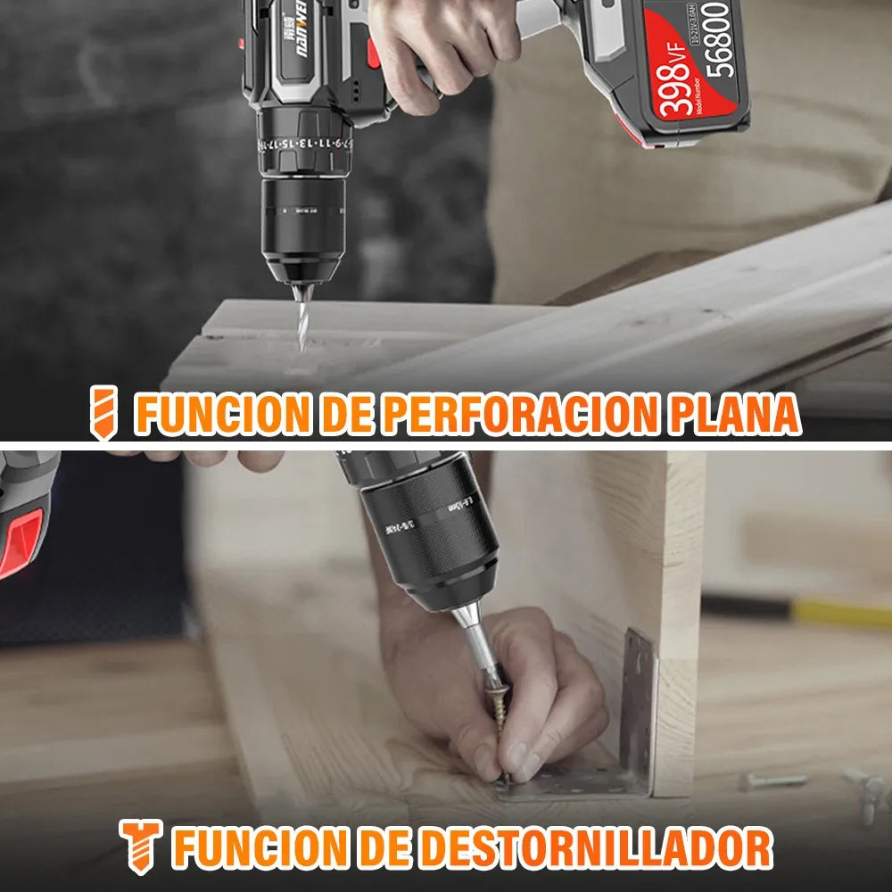 Taladro Rotomartillo Sin Escobillas con 2 Baterías 3.0ah Negro - Metacompras