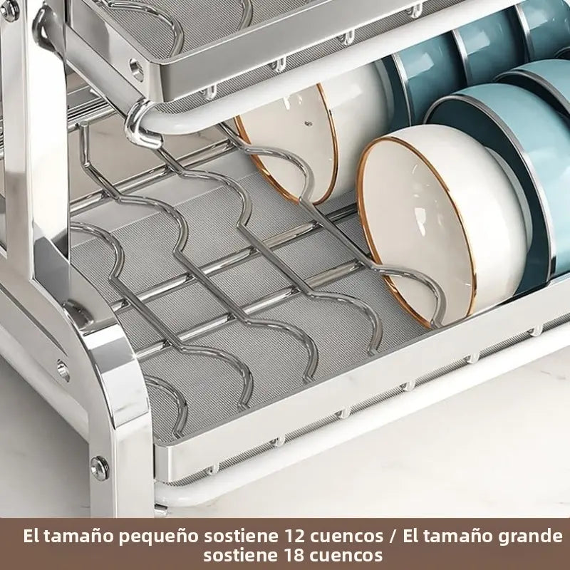 Escurridor de Trastes Multifuncional de 3 Niveles para Cocina