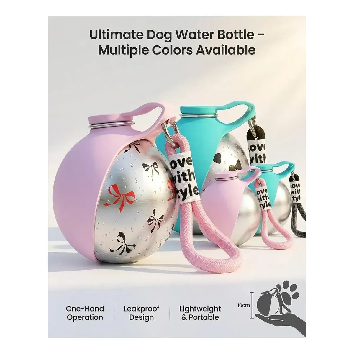 Botella de Agua Portátil 2en1 Plegable e Impermeable para Mascotas
