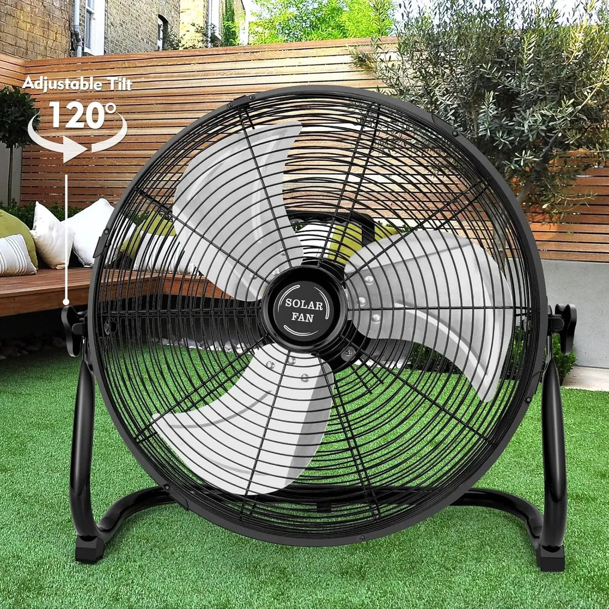 Ventilador Solar Recargable 12" con Carga Doble y Silencio Ideal para Exterior - Metacompras
