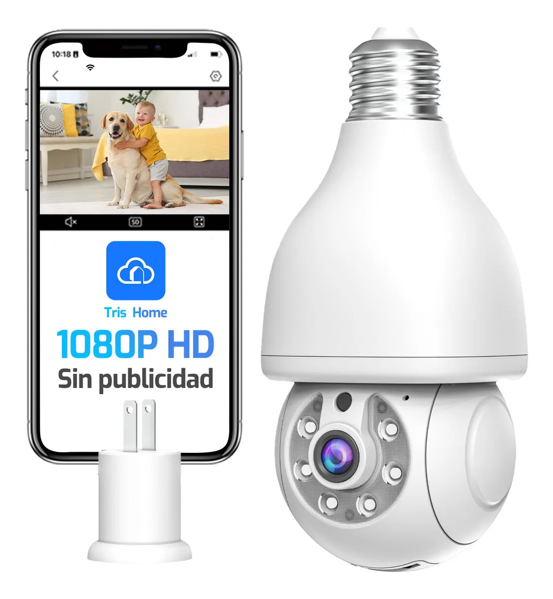 Foco con Cámara de Seguridad Wifi 2MP, Audio Bidireccional y Visión Nocturna - Metacompras