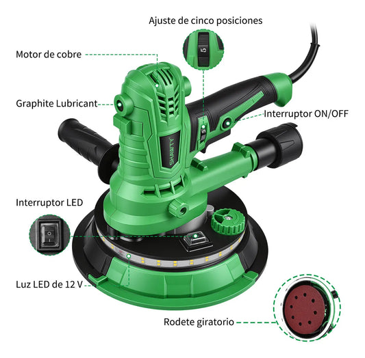 Lijadora Orbital Eléctrica 1500W con 5 Velocidades y 12 Discos - Metacompras