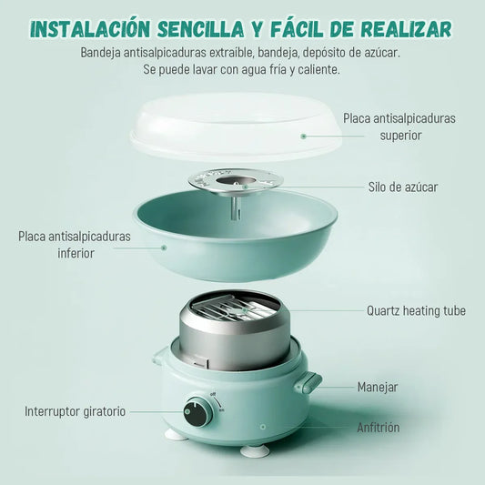 Máquina Eléctrica de Algodón de Azúcar Portátil + 50 Palitos Incluidos - Metacompras