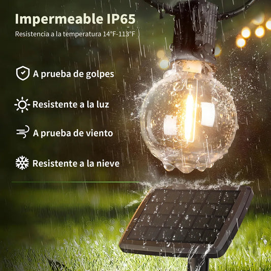 Lámpara Solar de Cuerda 20m con Mando a Distancia para Jardín - Metacompras