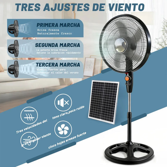 Ventilador Solar Recargable 20000mAh Silencioso y Potente