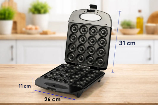 Máquina Eléctrica para Mini Donas Antiadherente 16 Rosquillas Negra