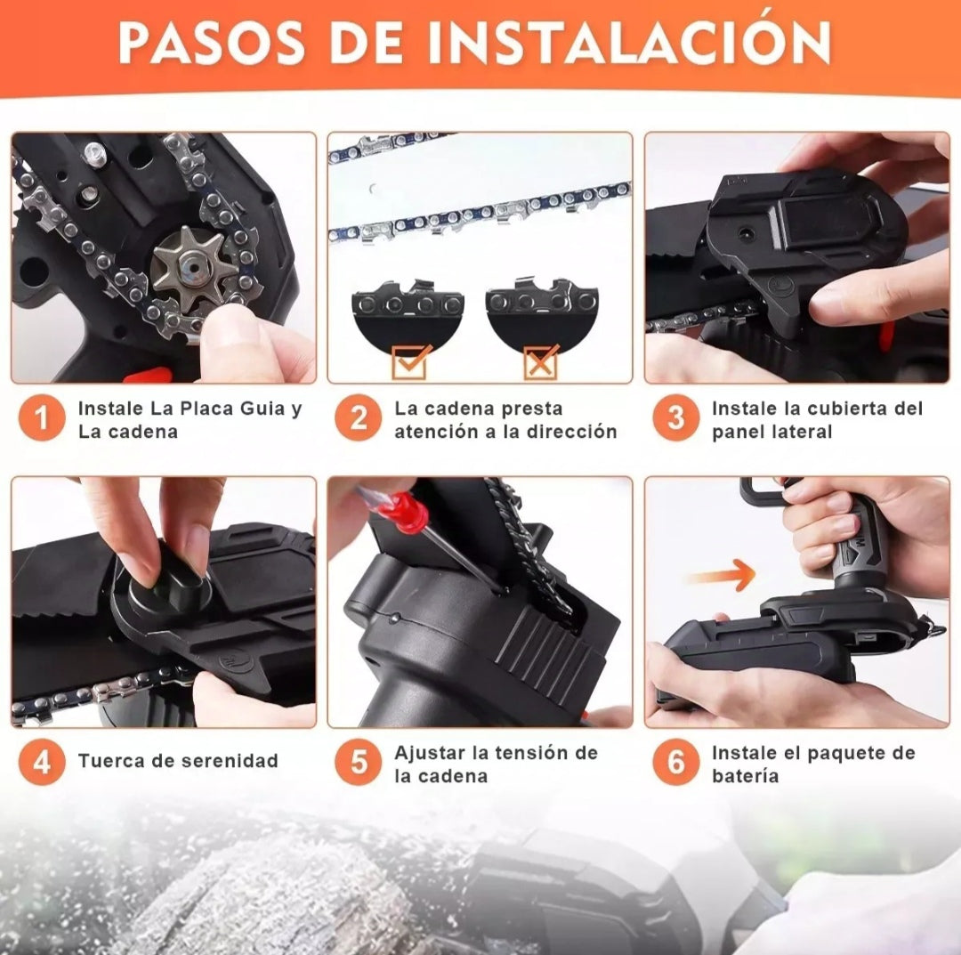 Motosierra Inalámbrica 8” con Luz LED – Corte Fácil y Seguro a Una Mano