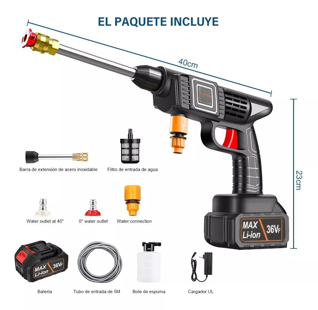 Inalámbrica Hidrolavadora/pistola Lavado Coche /2 Pilas 36v - Metacompras