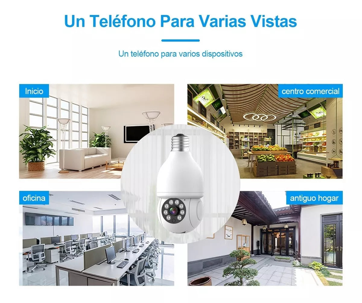Cámara De Seguridad Ip Socket Wifi Hd 1080p 360º Con Alarma - Metacompras